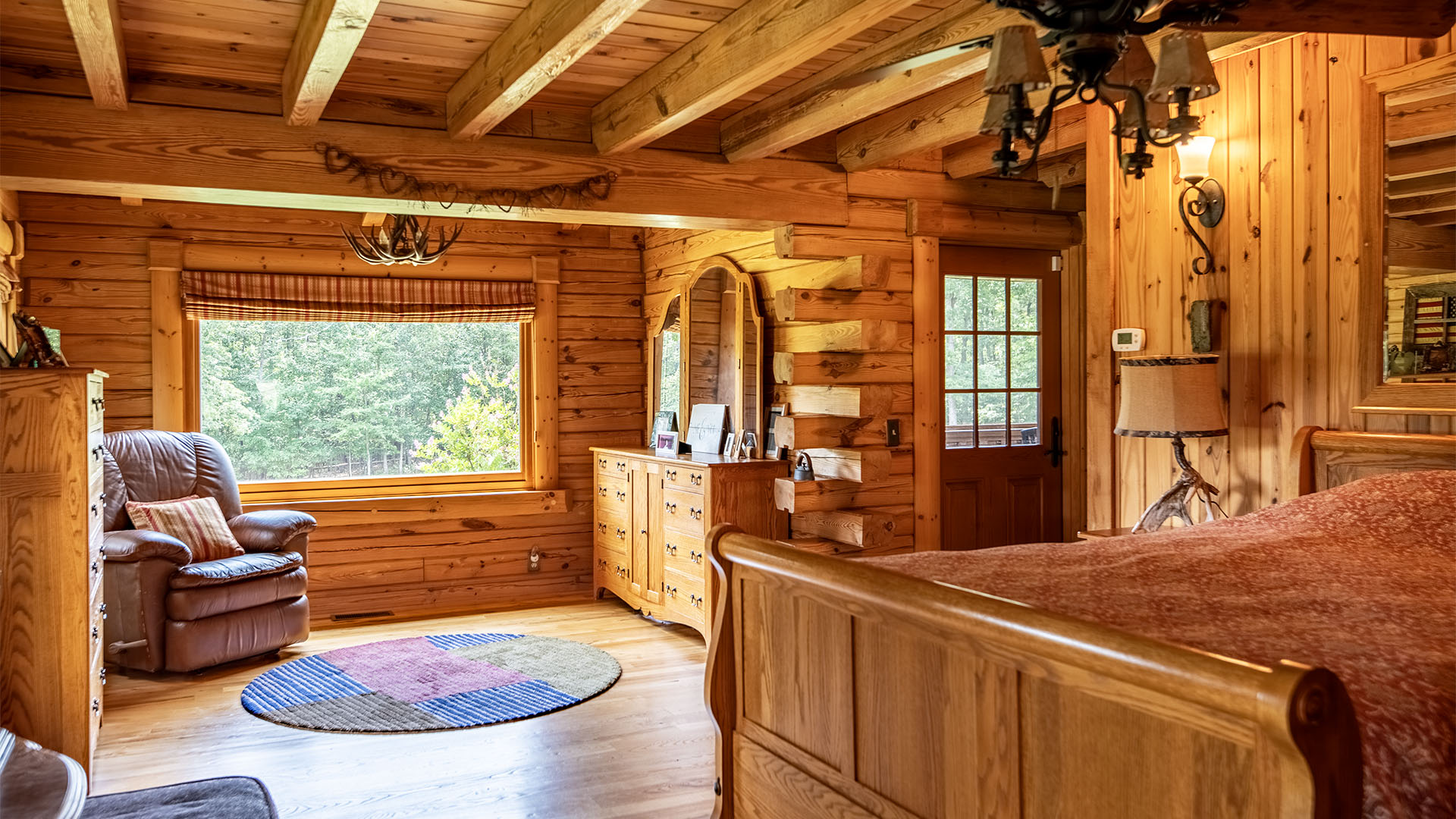 primary suite with screened porch at Louisa County Virginia horse farm