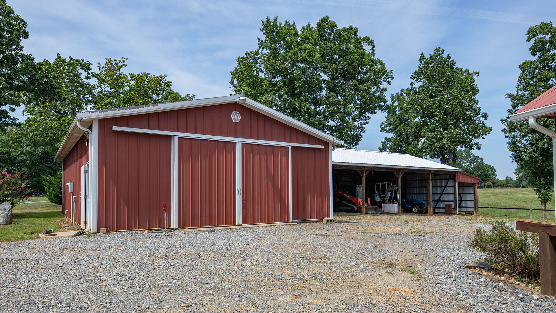 workshop and equipment shed at Louisa County VA horse farm